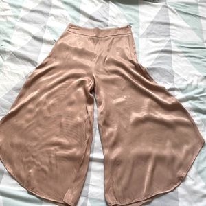 Silky peachy pink culottes